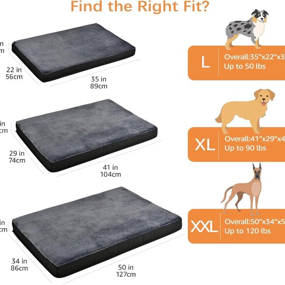 Dog Bed with Cooling Gel Memory Foam, Pressure-Relief Support for Dogs up to 50l - Picture 2 of 10